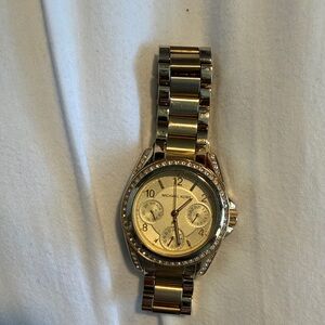Michael Kors Gold-Tone Crystal-Trim Women's Bracelet Watch